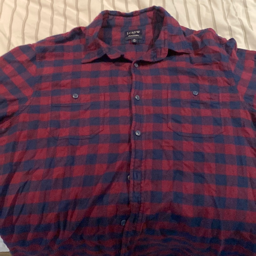 J crew flannel button down size xl - maroon navy